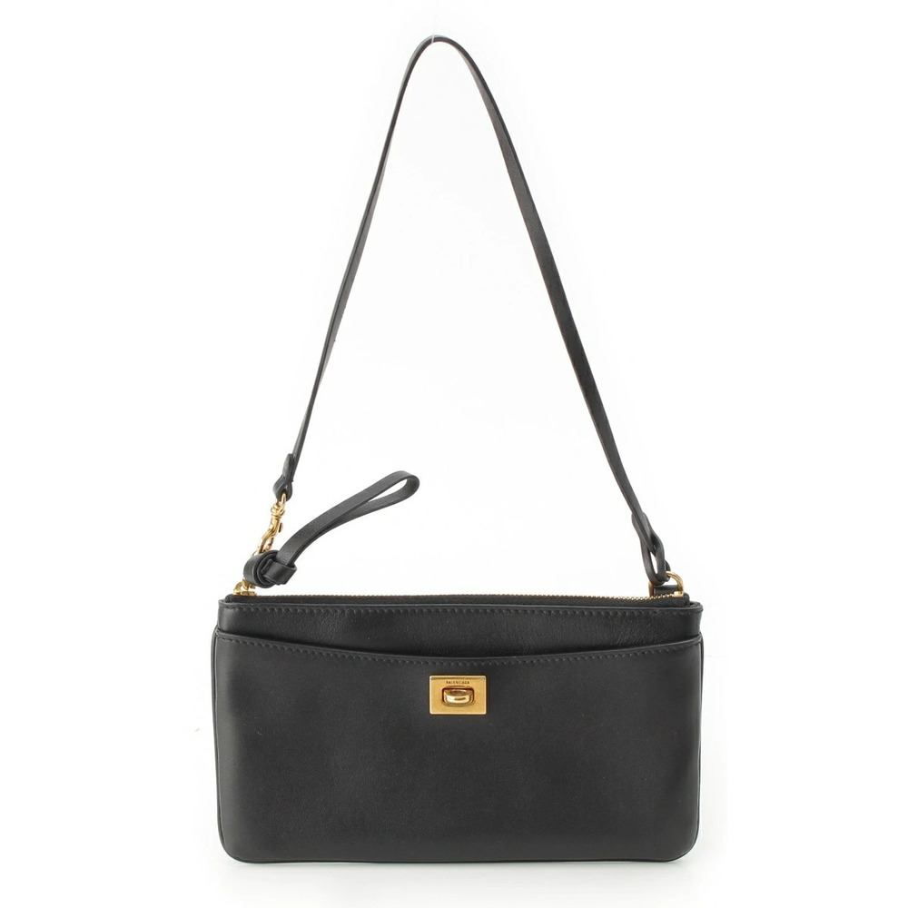 Balenciaga Rodeo Slingchette Leather Pouch Bag Black